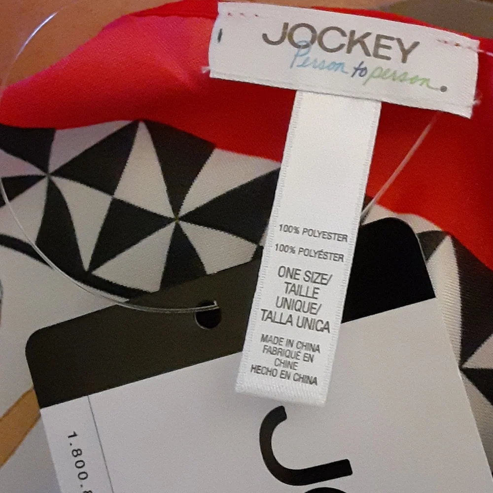 Jockey Person to Person Sketches rectangular scarf red black white 40